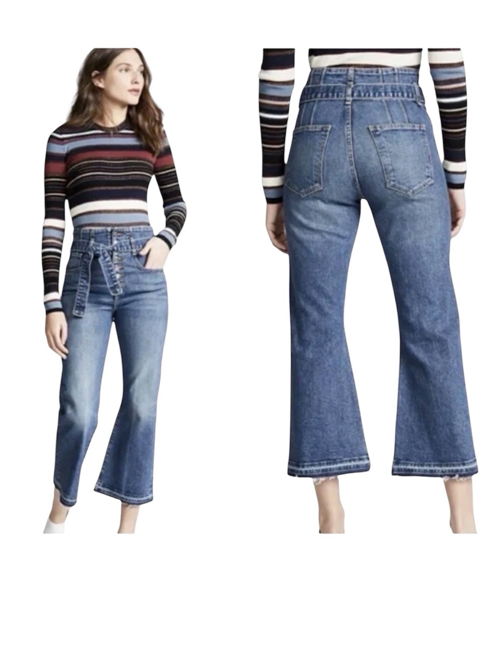Veronica Beard Marlene Corset Straight Jeans  29 High Rise Button Fly Raw Hem